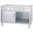 ステンレスキャビネット作業台　引手付　アジャスト付