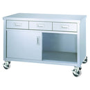 【法人様限定】ステンレスキャビネット作業台　引出付　キャスター付