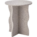 ストーン調ウェーブデザインラウンドサイドテーブル　MAR-10