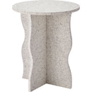 ストーン調ウェーブデザインラウンドサイドテーブル　MAR-10