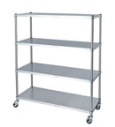 【別注サイズ可】ステンレスラック　ベタ棚4段タイプ　キャスター付【法人様限定】