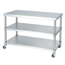 ステンレス作業台　ベタ棚2段仕様　キャスター付【別注サイズ可】