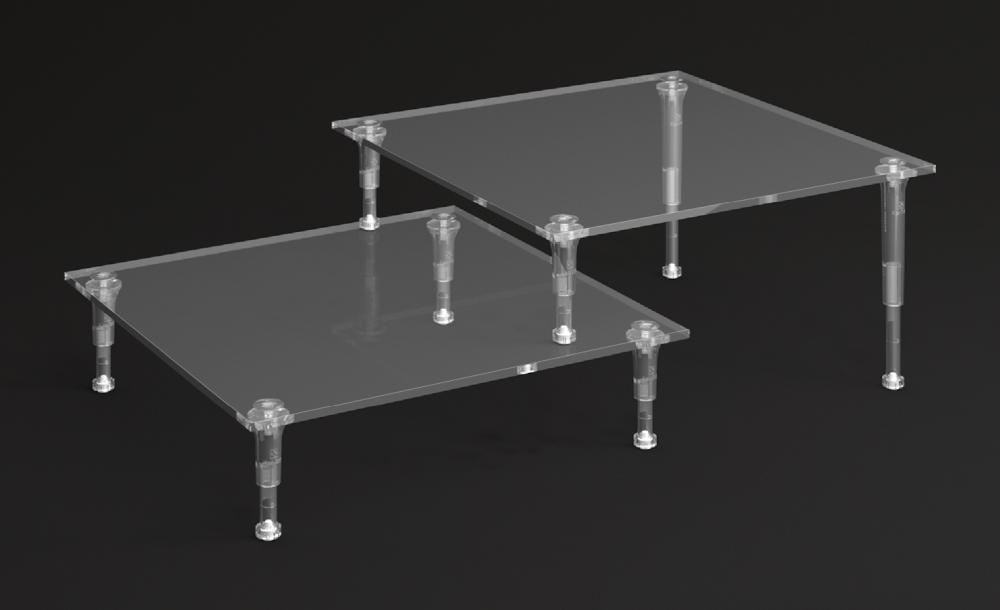 ディスプレイスタンド】伸縮クリアポール角板｜店舗備品・什器・展示