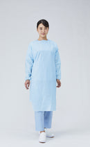 袖付PEエプロン　ライトブルー