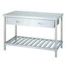 引出付ステンレス作業台　アジャスト付　スノコ棚仕様