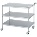 ステンレスワゴン　ベタ棚　3段　ガード無しタイプ